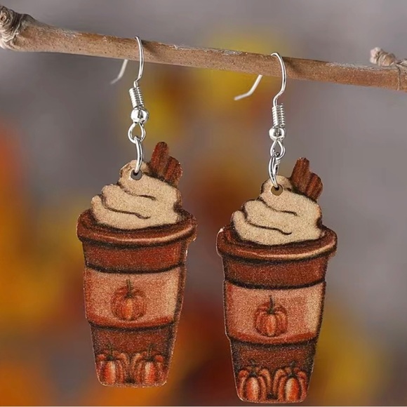Pumpkin Latte Earrings Fall - Picture 1 of 3